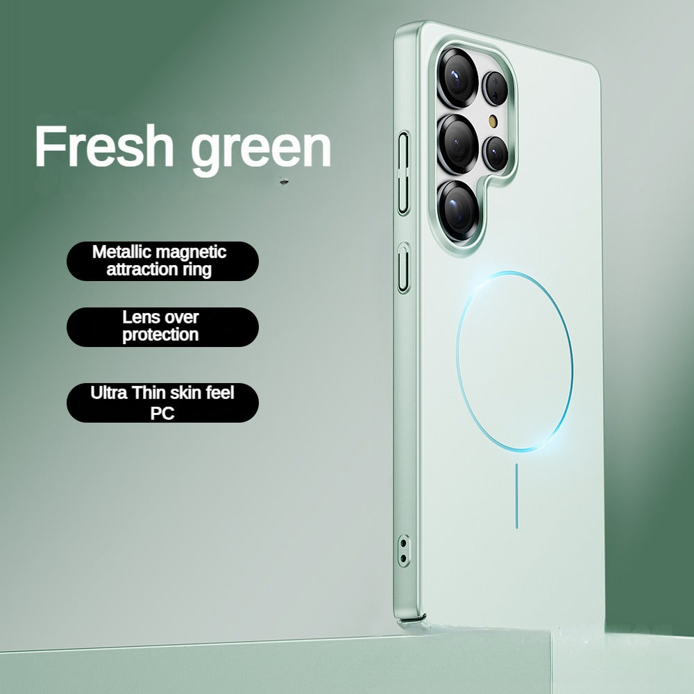 Metal high gloss thin ring magnetic phone case for Samsung