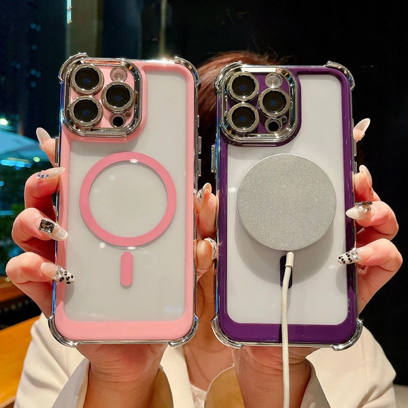 Luxury electroplated transparent shockproof phone case for iPhone