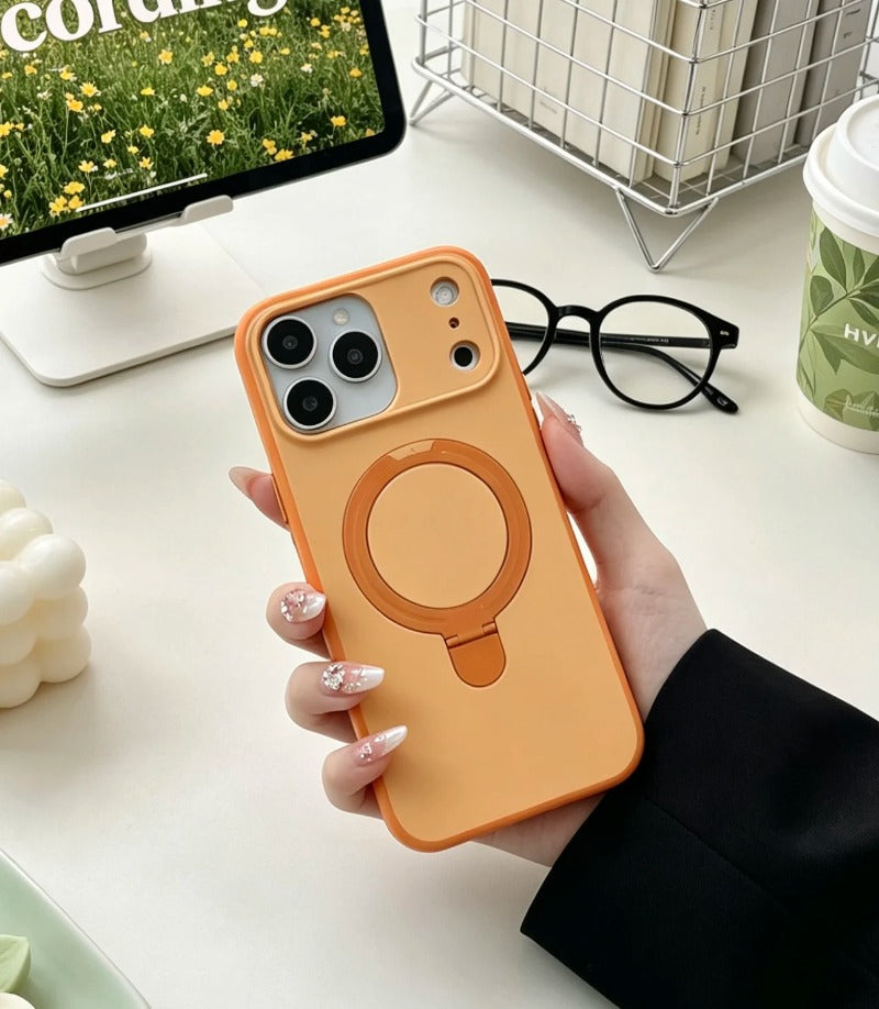 Luxury Matte Clear Metal Holder Ring Magnetic Case for iPhone