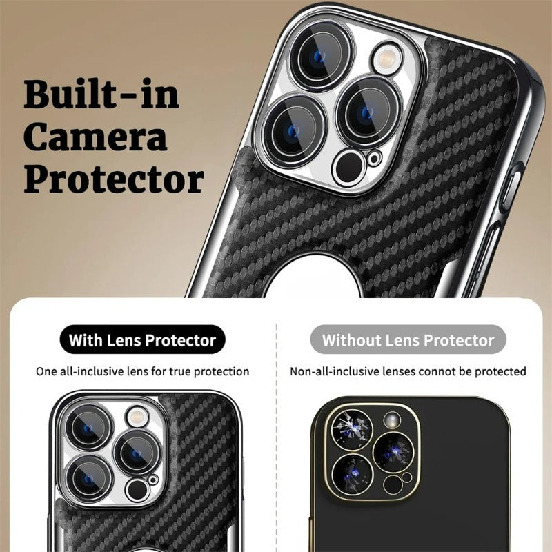Carbon fiber missing label phone case for iPhone