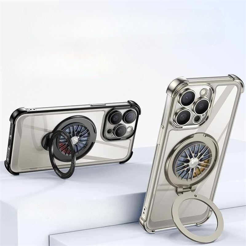 Creative Rotating Decompression Gyro Stand Magnetic Phone Case for iPhone