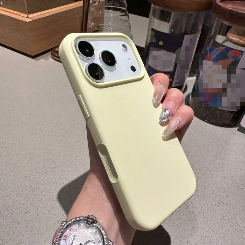 Liquid silicone minimalist skin-feel frosted one-piece button phone case for iPhone