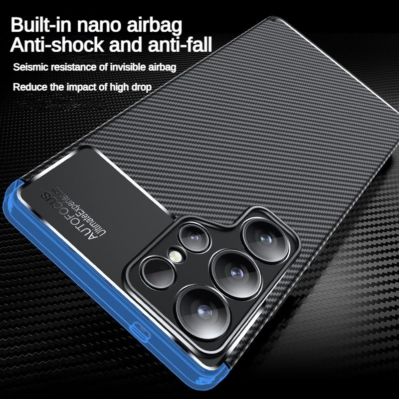 Carbon fiber patterned TPU all inclusive anti fall phone case for Samsung