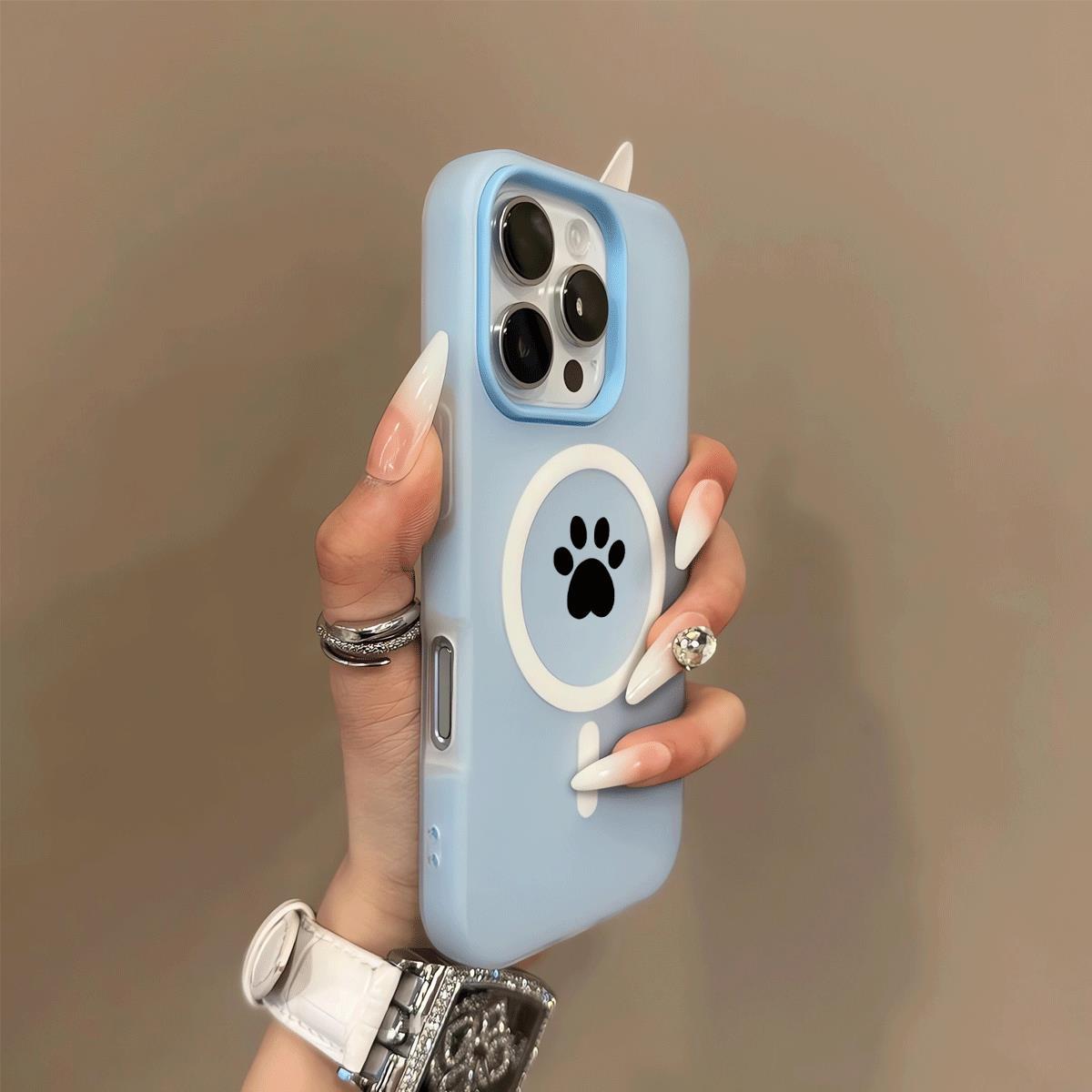 Simple solid color cat paw phone case for iPhone