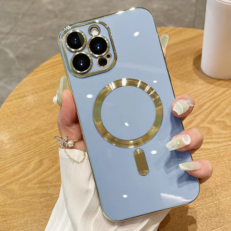 Solid color electroplated magnetic phone case for iPhone