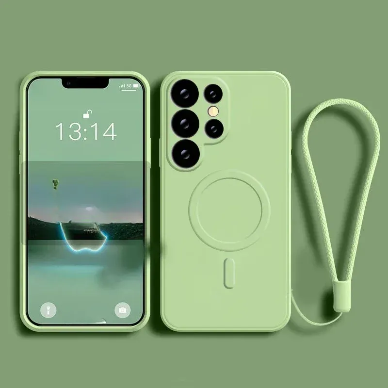 Liquid silicone magnetic phone case with magnetic wireless charging cover suitable for Samsung