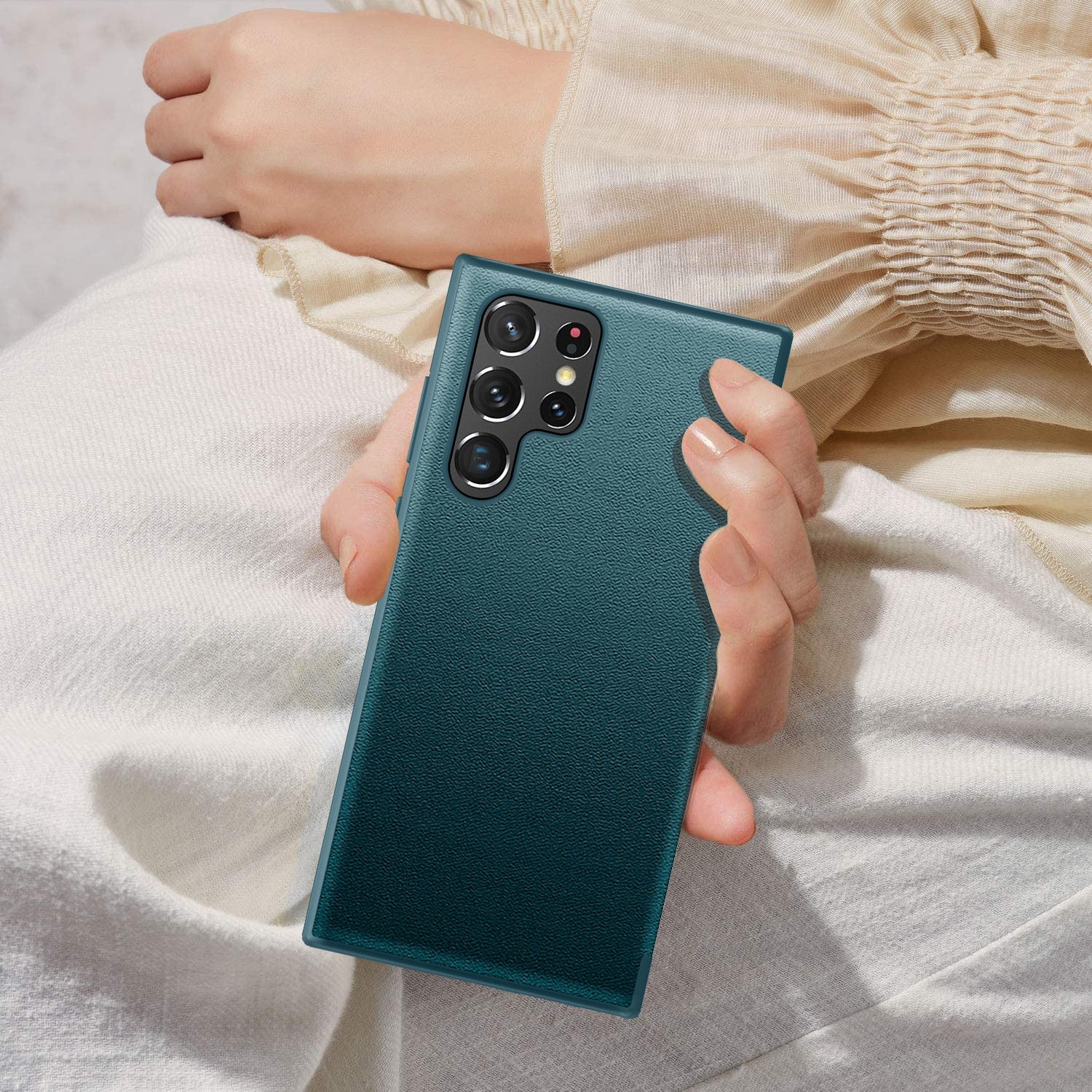 Plain leather side window flip phone case for Samsung