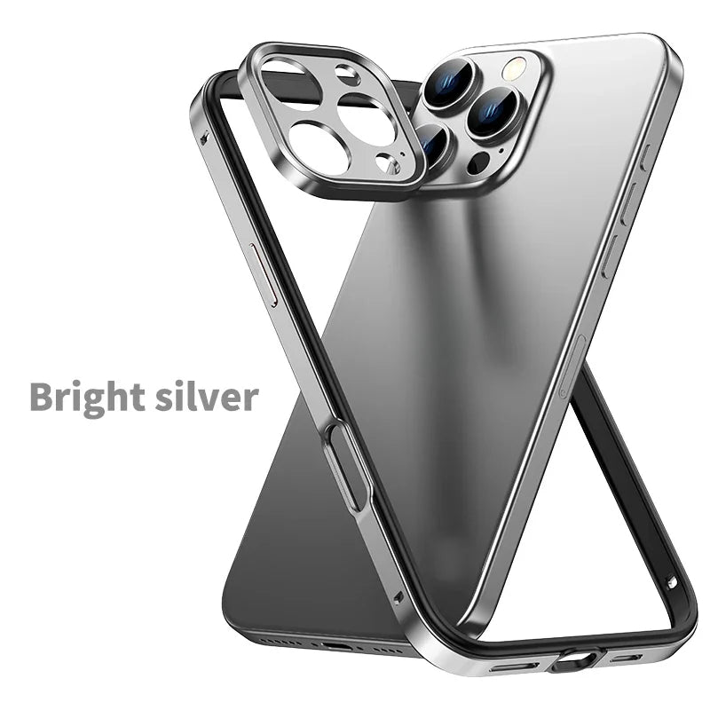 Mixed silicone frame aluminum metal phone case for iPhone