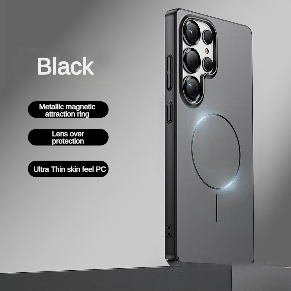 Metal high gloss thin ring magnetic phone case for Samsung