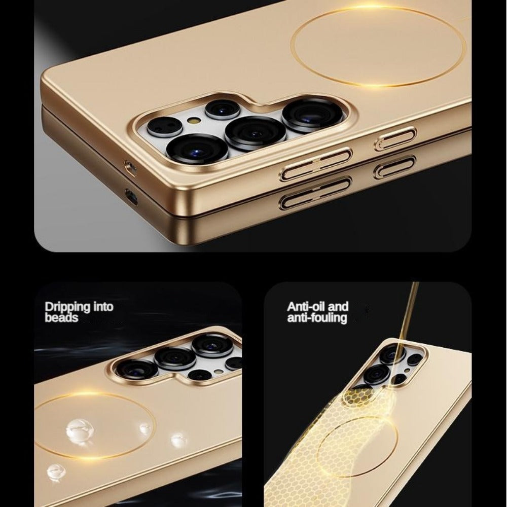 Metal high gloss thin ring magnetic phone case for Samsung