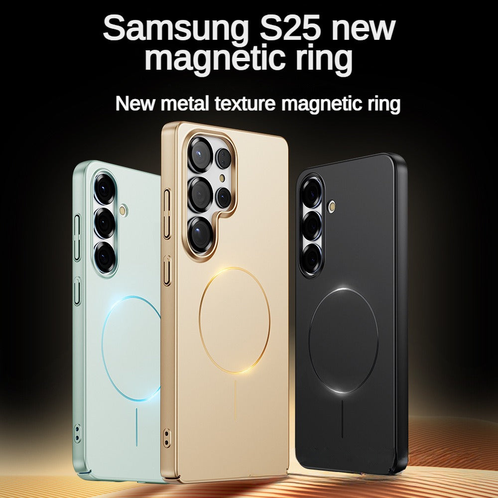 Metal high gloss thin ring magnetic phone case for Samsung