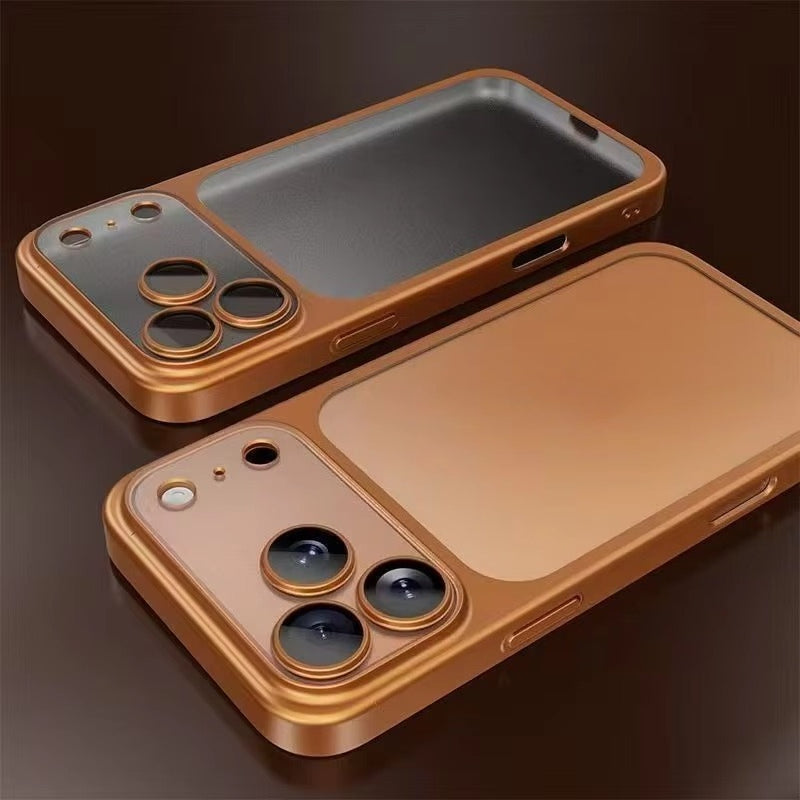 Luxury Plating Matte Hard Phone Case for iPhone Camera Lens Film Protector Frosted Shockproof Cover