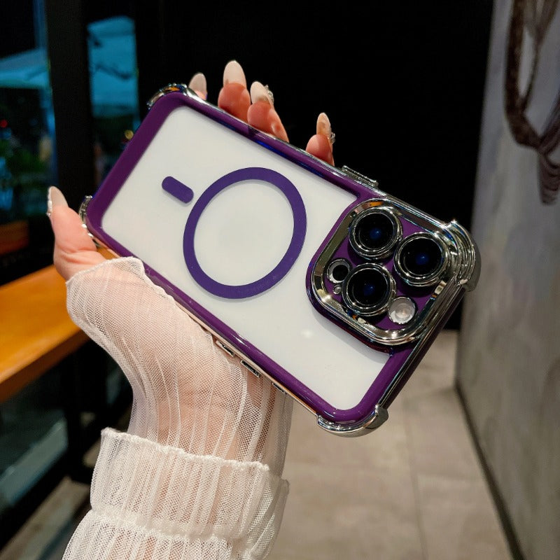 Luxury electroplated transparent shockproof phone case for iPhone