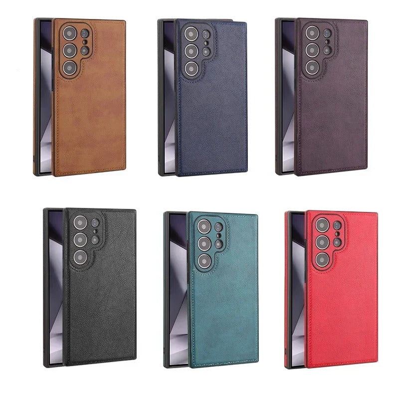 Exclusive Luxury Retro PU Leather Protective Case, Shockproof Soft Bezel, Ultra-thin Back Cover for Samsung