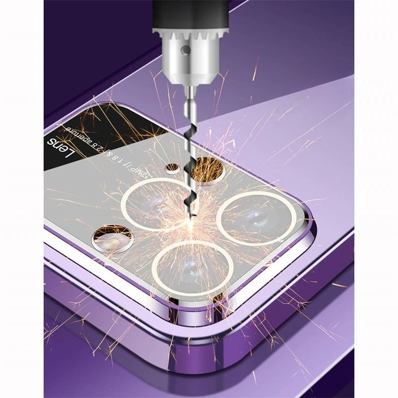 Luxury Plating Clear Hard PC Glass Lens Protection Case For iPhone