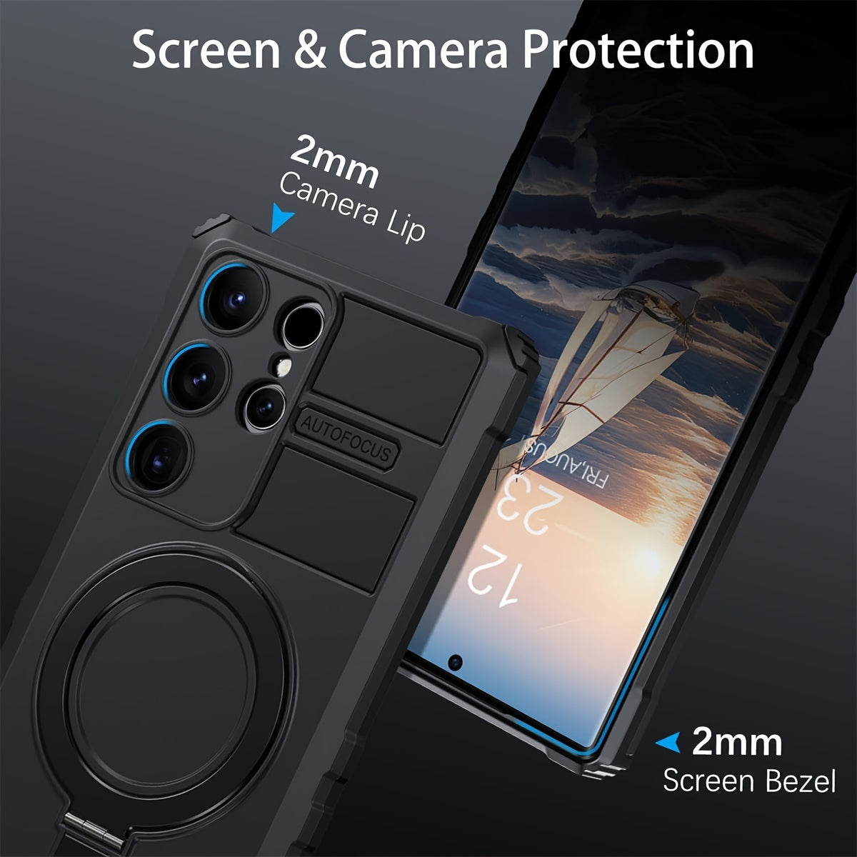 Luxury Touch Magnetic Bracket Phone Case Anti Drop and Anti Stain Tape Deformable Magnetic Ring Protective Cover Suitable for Samsung