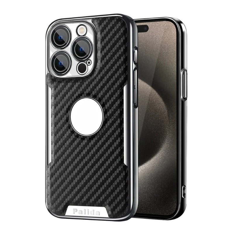 Carbon fiber missing label phone case for iPhone