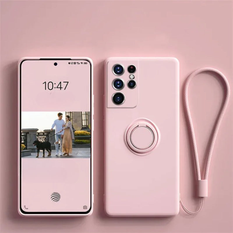 Liquid silicone magnetic ring holder phone case for Samsung