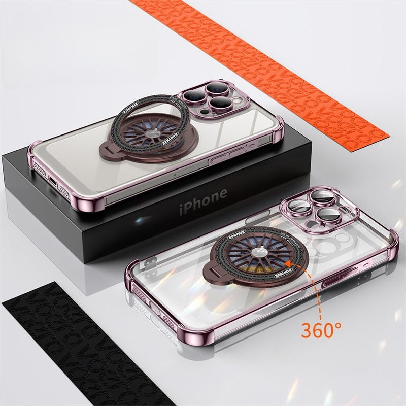 Creative Rotating Decompression Gyro Stand Magnetic Phone Case for iPhone