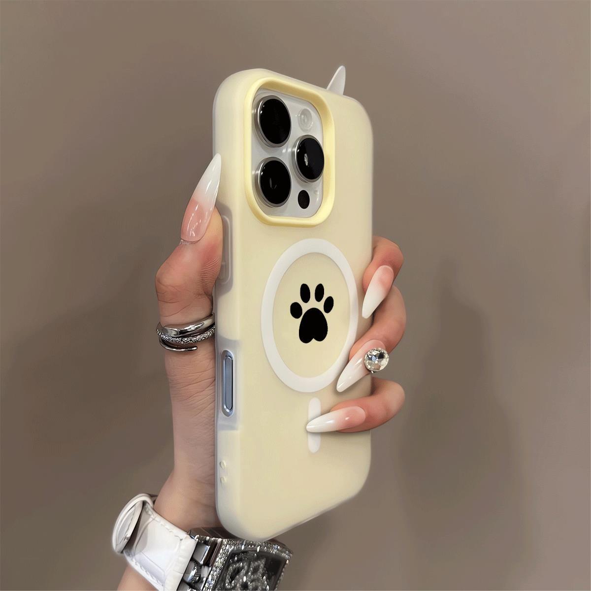Simple solid color cat paw phone case for iPhone