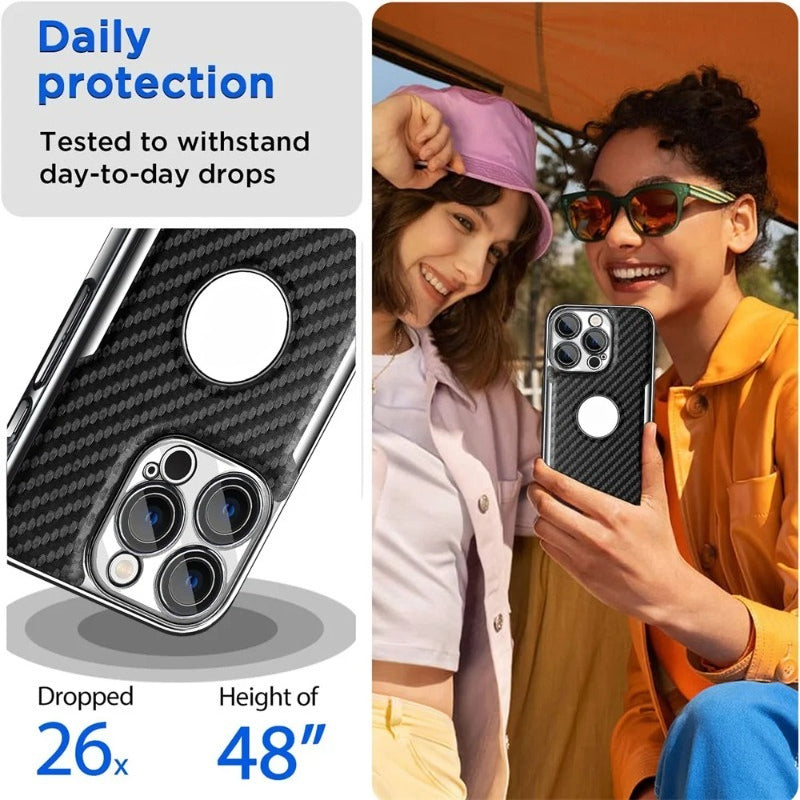 Carbon fiber missing label phone case for iPhone