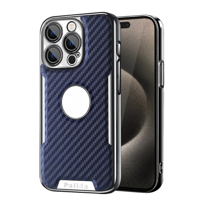 Carbon fiber missing label phone case for iPhone