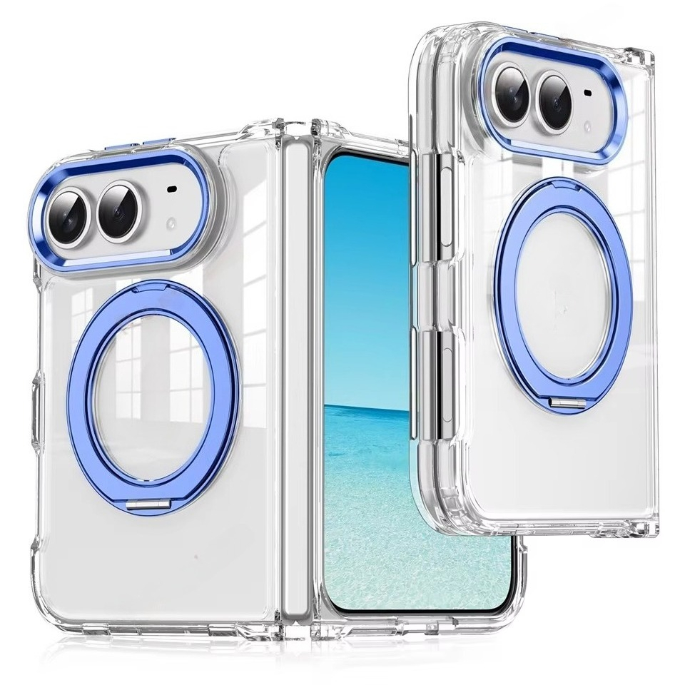 Magnetic 360 Metal Stand Phone Case For iPhone  DUO Clear Hinge Protection Shockproof Protector Cover