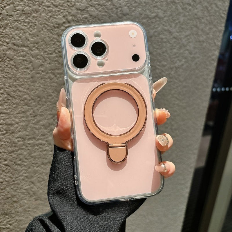 Magnetic Ring Holder Large Window Phone Case for iPhone