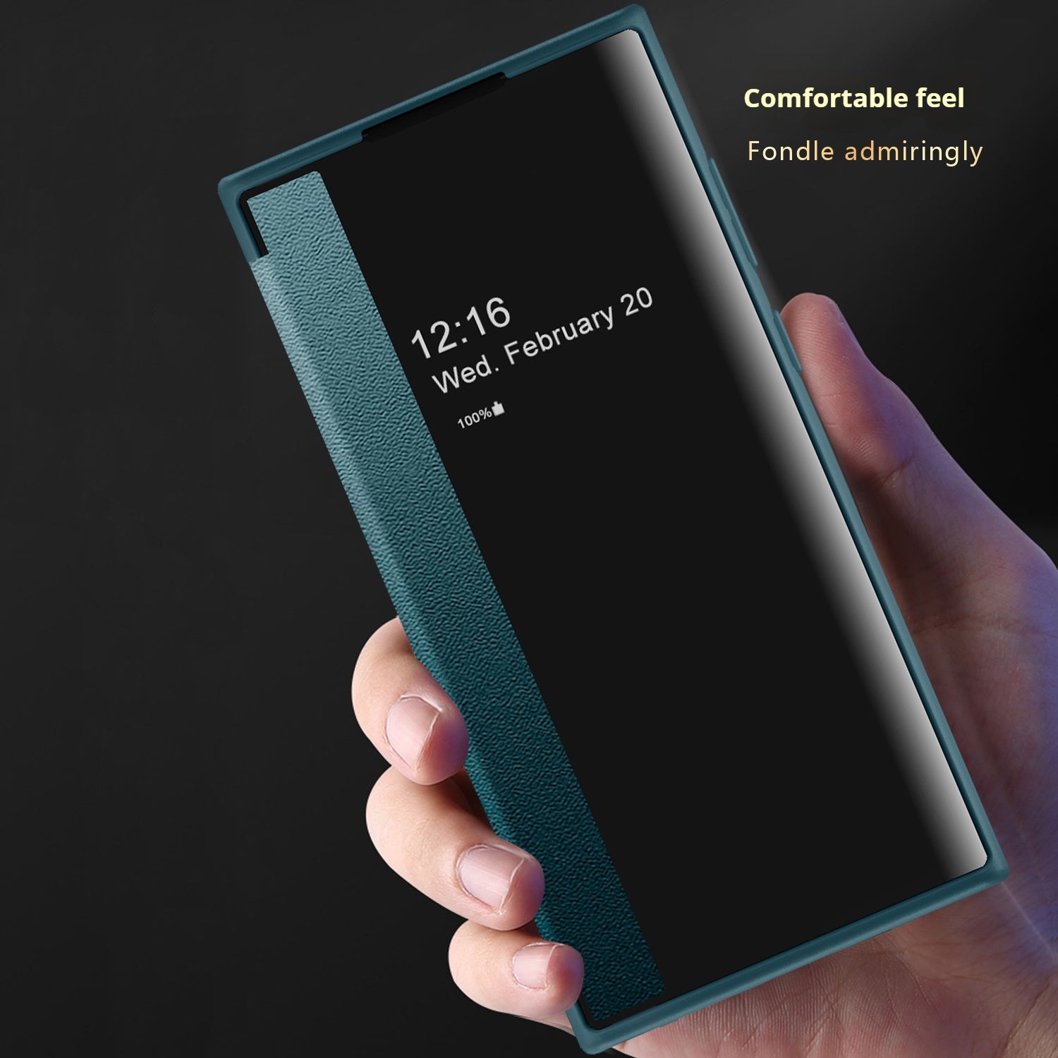 Plain leather side window flip phone case for Samsung