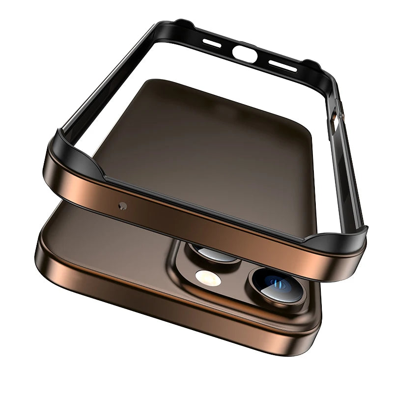 Metal framed phone case for iPhone