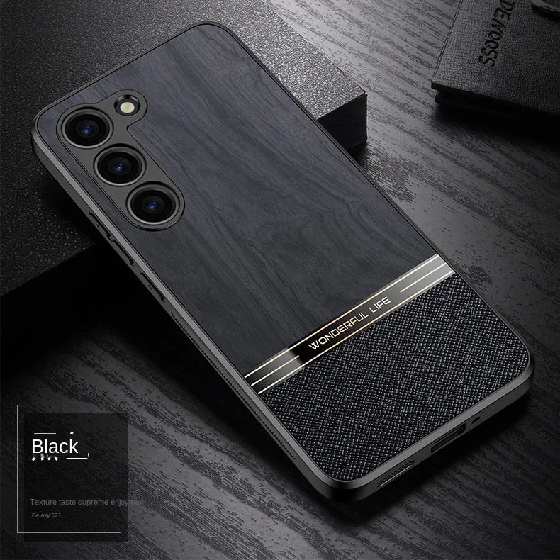 Imitation Wood Grain Leather Shockproof Case for Samsung
