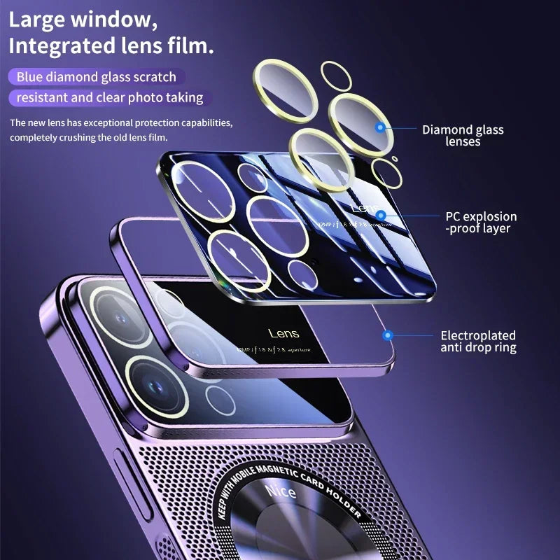Electroplated cooling magnetic phone case suitable for iPhone