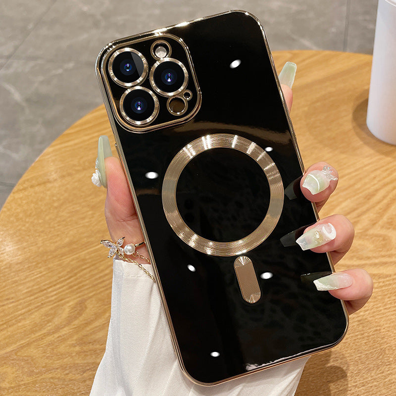 Solid color electroplated magnetic phone case for iPhone
