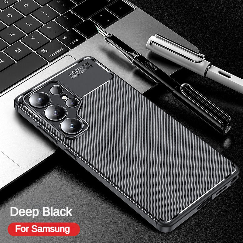 Carbon fiber patterned TPU all inclusive anti fall phone case for Samsung