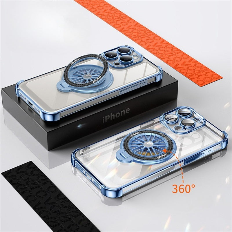 Creative Rotating Decompression Gyro Stand Magnetic Phone Case for iPhone
