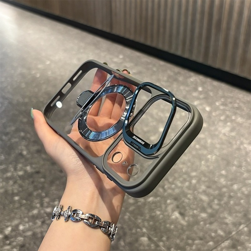 Magnetic Dual Stand Clear Case For iPhone