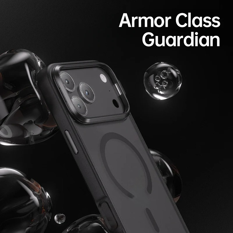 Soft-Touch Magnetic Case with Lens & Kickstand Protection for iPhone