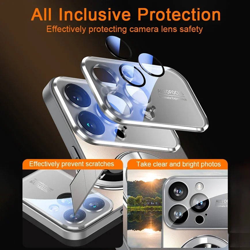 AG Matte Lens Glass Protect Magnetic Case For iPhone
