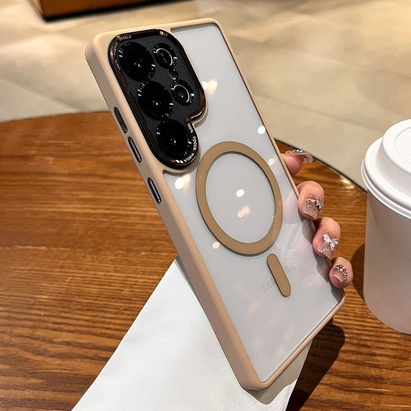 Magnetic Metal Lens Bumper Transparent Case For Samsung