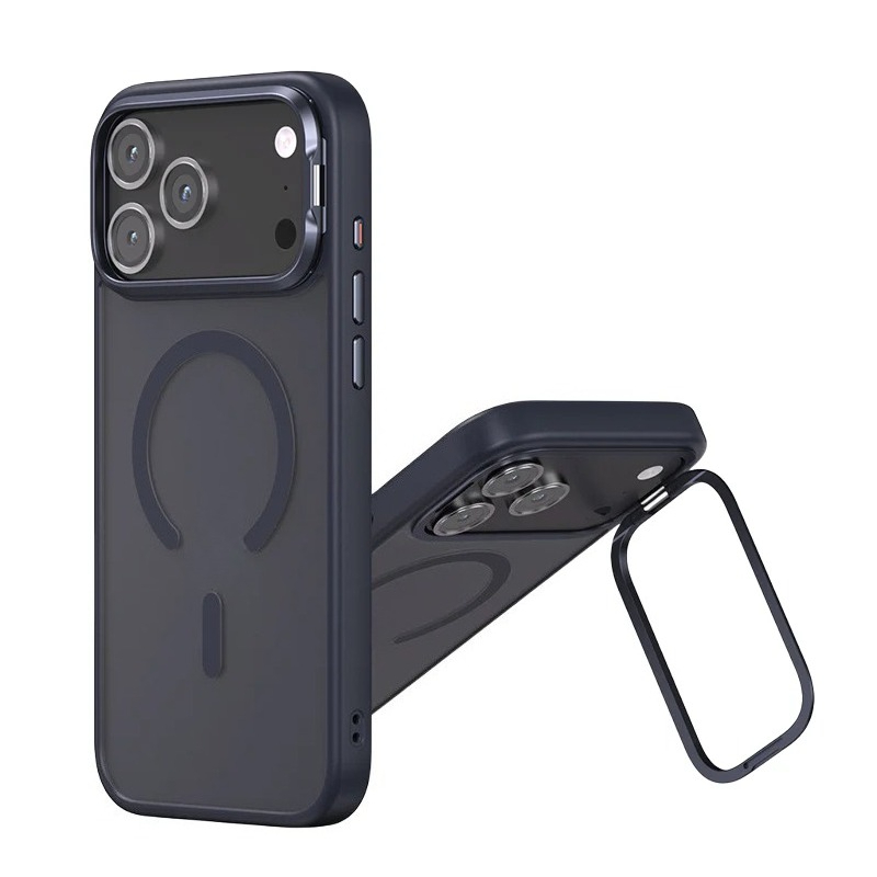 Soft-Touch Magnetic Case with Lens & Kickstand Protection for iPhone