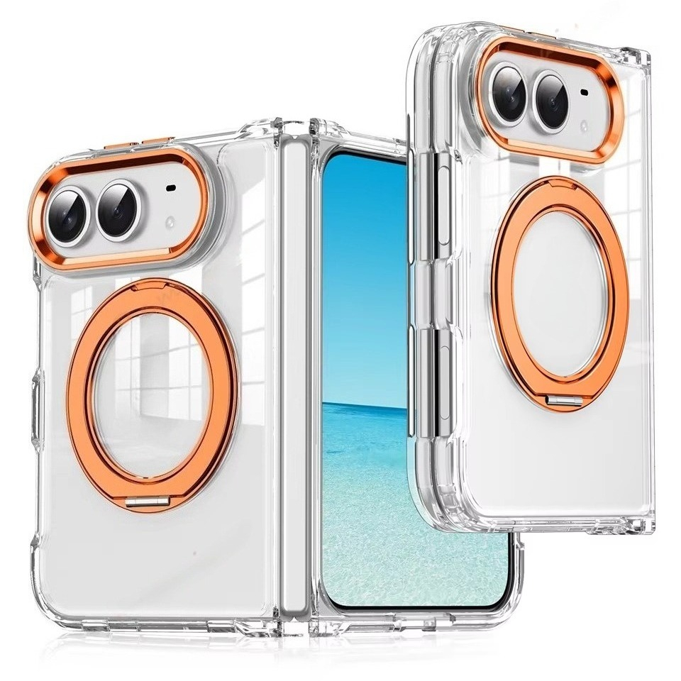 Magnetic 360 Metal Stand Phone Case For iPhone  DUO Clear Hinge Protection Shockproof Protector Cover