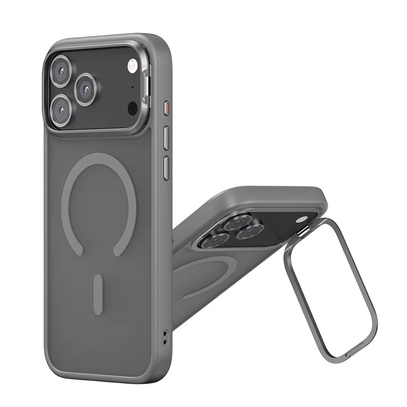 Soft-Touch Magnetic Case with Lens & Kickstand Protection for iPhone