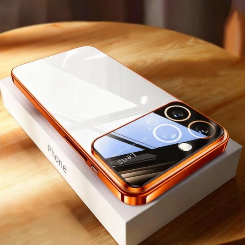 Luxury Plating Clear Hard PC Glass Lens Protection Case For iPhone
