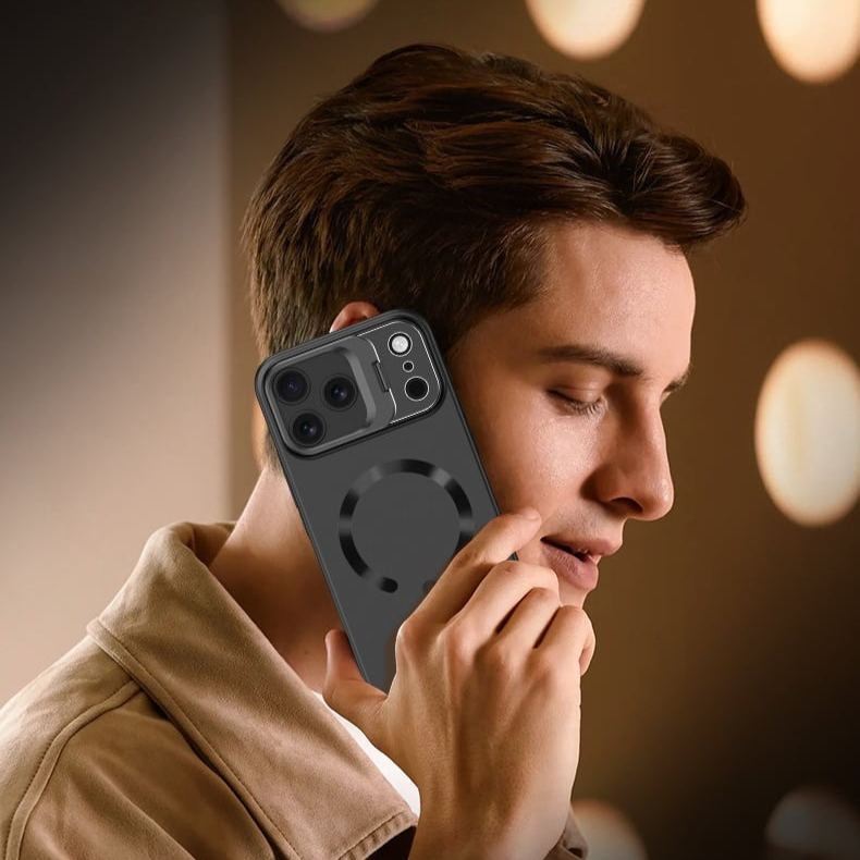 Frosted magnetic lens holder full-coverage case for iPhone