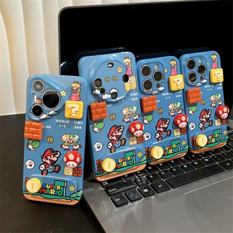 Super Mario Bros Phone Case for iPhone Serises with Mirror Holder Stand Cover