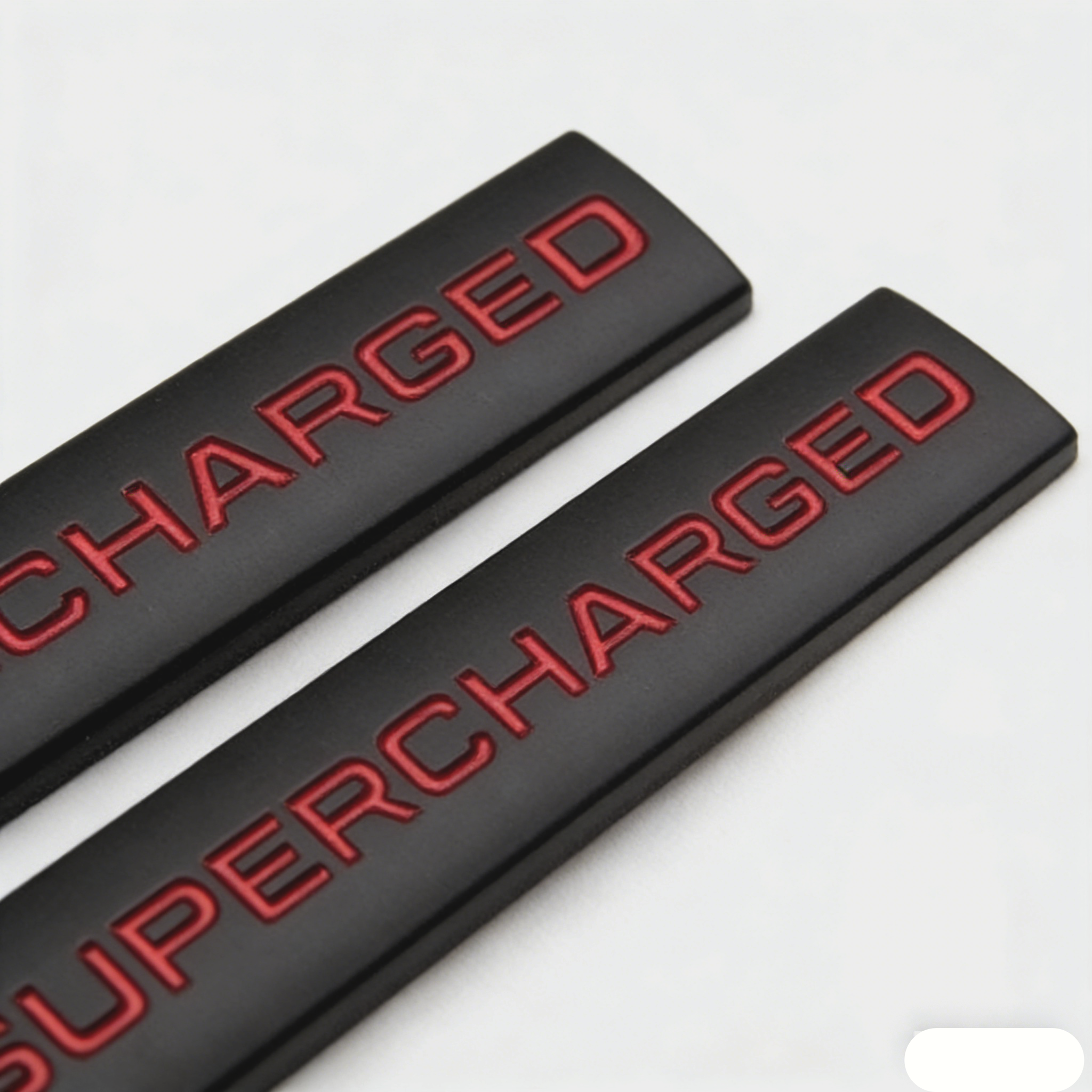 2Pcs Land Rover SUPERCHARGED Rear Tailgate Liftgate Letter Badge Metal Black White