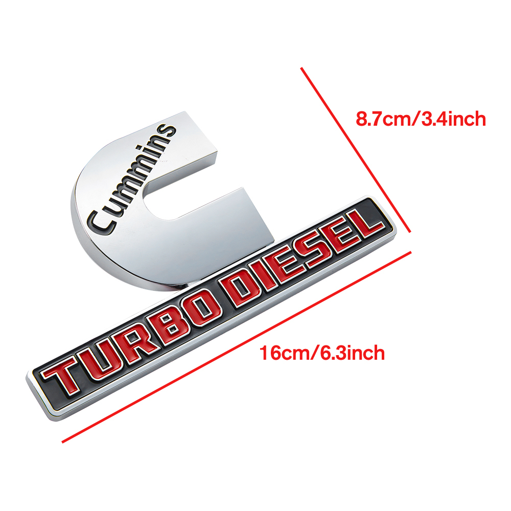 5Pcs 2013-2018 RAM 2500 Heavy Duty Cummins Turbo Diesel Letter Set ABS Chrome Silver Red Dodge