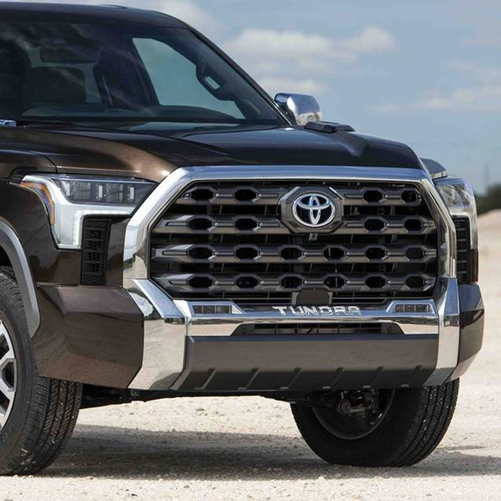 1Pc 2022-2026 Tundra ABS Plastic Front Grille Letters Gloss Silver Toyota