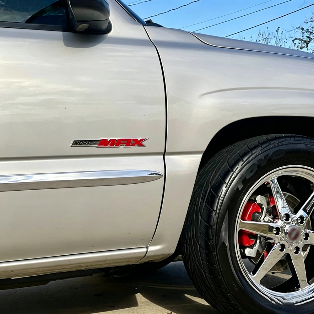 2Pcs Silverado Sierra ABS Plastics Vortec Max Fender Side Rear Badge Black Red Chevrolet