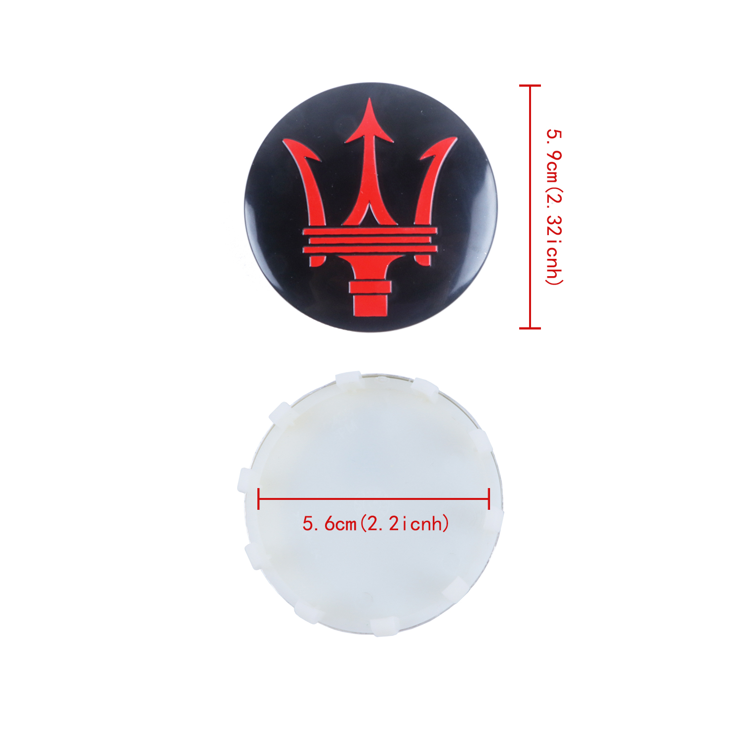 2004-2014 GranTurismo Quattroporte ABS Wheel Center Caps Gloss Black Red Maserati 940000811